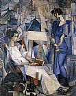 Diego Rivera Portrait of Two Women painting